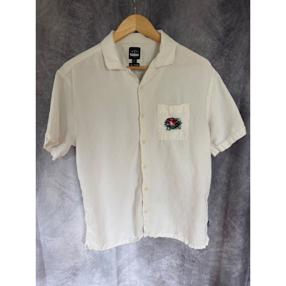 Billabong Gallery Erica Zeledon Linen Blend Jaguar Embroidered Shirt Mens